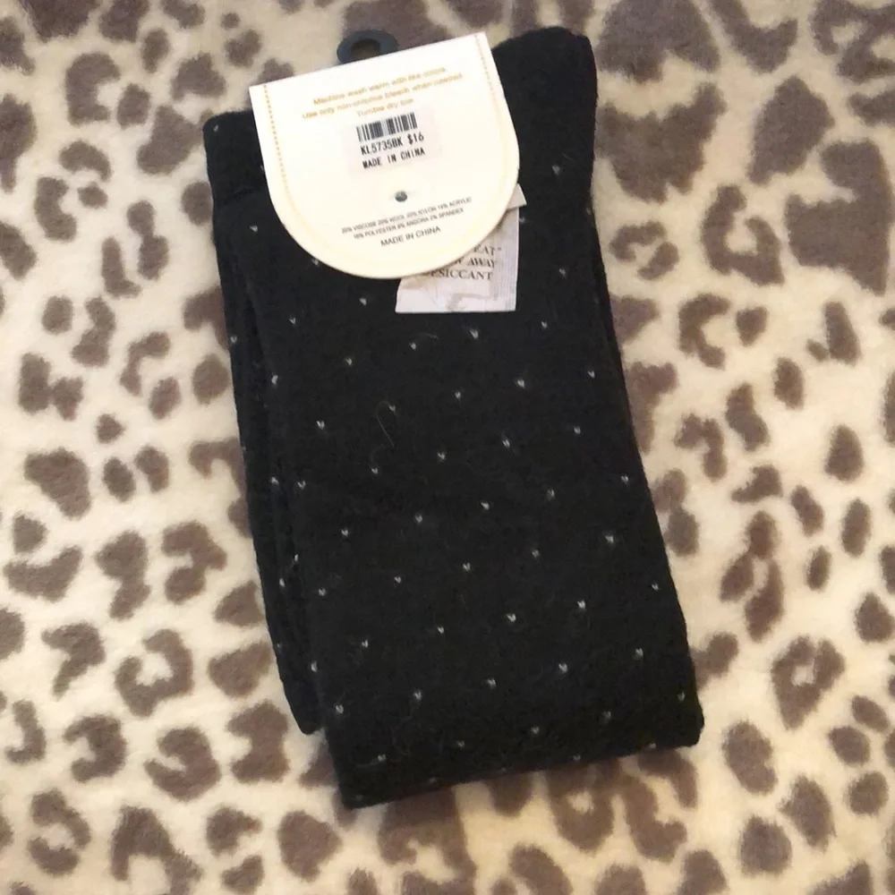 Girly Black Gray Snowflake Dot Pattern Over The Knee Socks